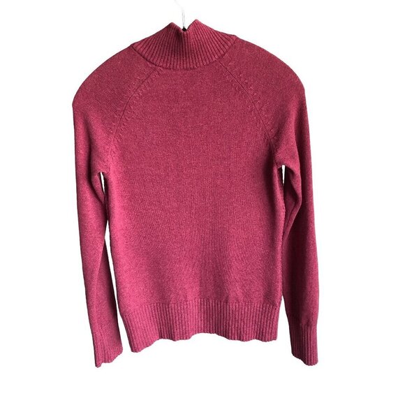 THE NORTH FACE Sweater 4 Button Turtleneck Cotton Wool Blend Plum Women's XS - Picture 3 of 16